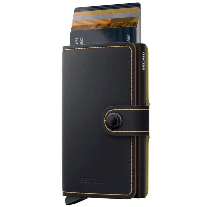 SECRID Miniwallet Matte Black & Ochre Leather RFID Wallet SC4840