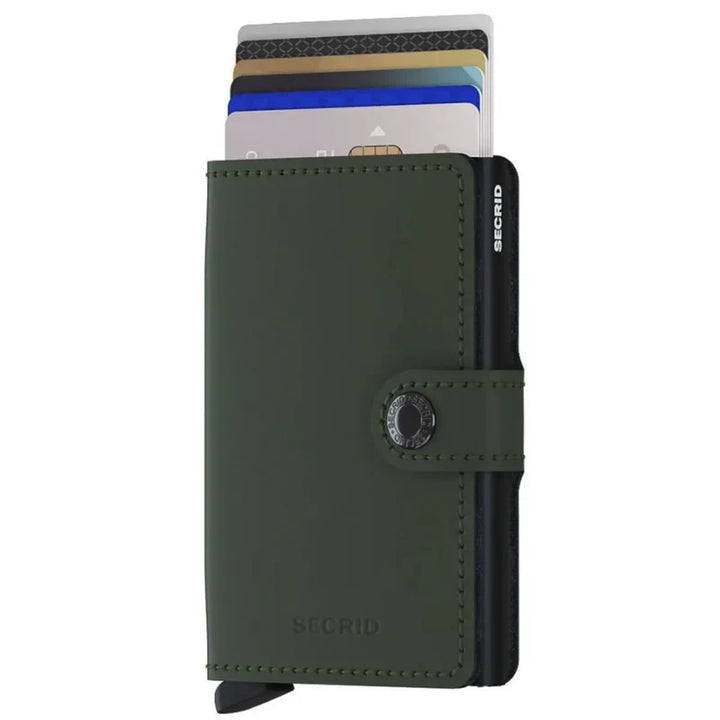 SECRID Miniwallet Matte Green & Black Leather RFID Wallet SC5847