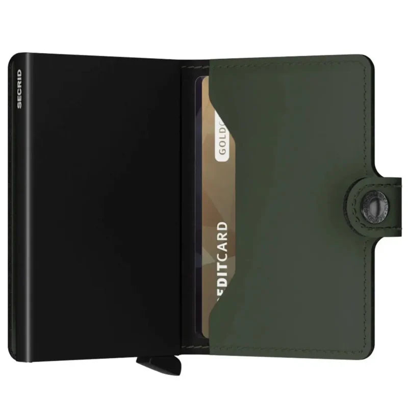 SECRID Miniwallet Matte Green & Black Leather RFID Wallet SC5847