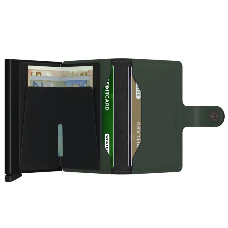 SECRID Miniwallet Matte Green & Black Leather RFID Wallet SC5847