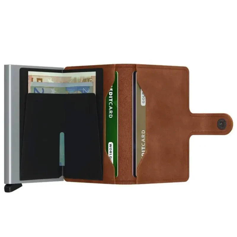 SECRID Miniwallet Vintage Cognac-Silver Leather SC8053