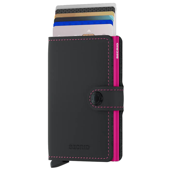 SECRID Miniwallet Matte Black & Fuschia Leather SC4192 - B & S Lyncris Jewellers