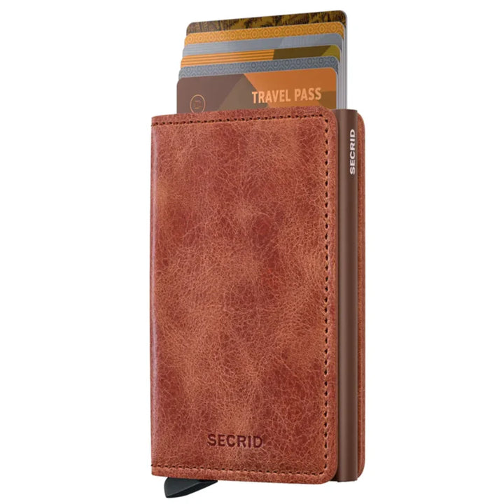 SECRID Slimwallet Vintage Cognac Brown Leather RFID Wallet SC0676
