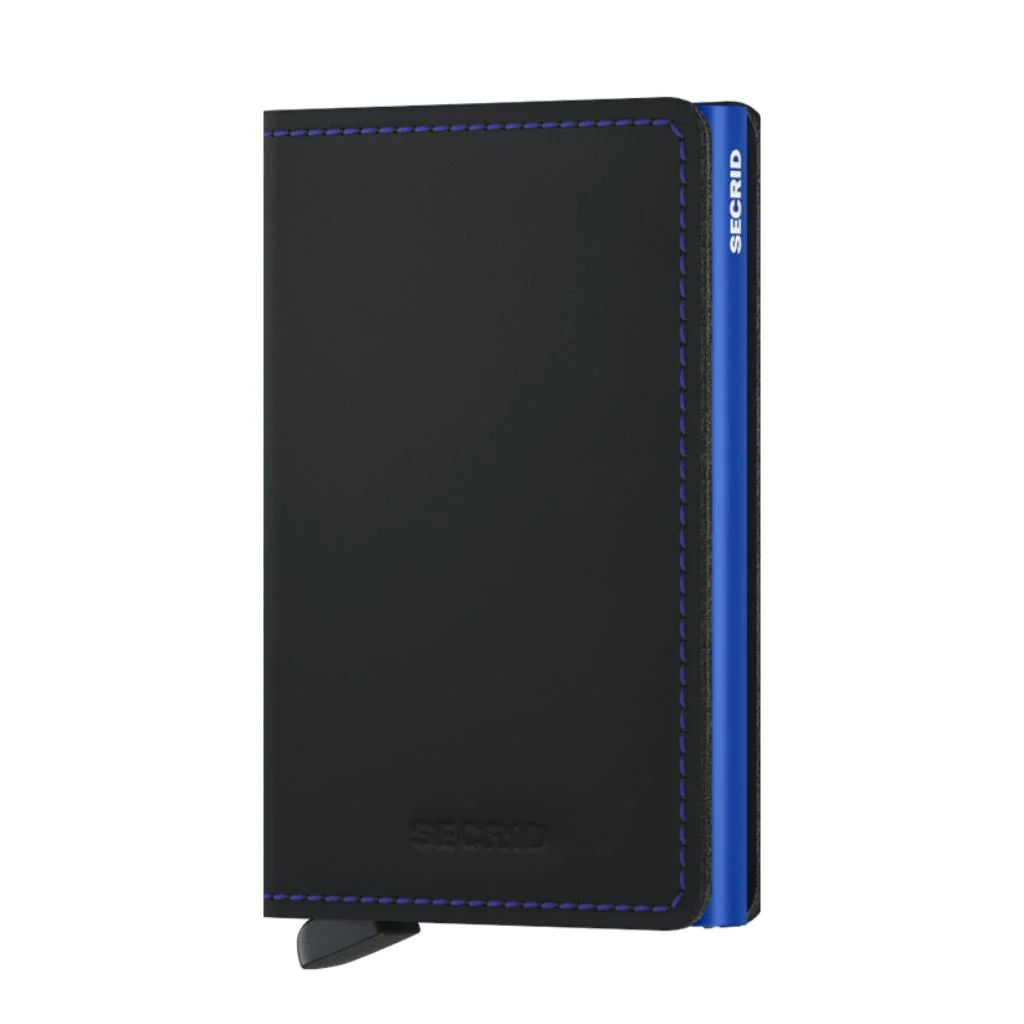 SECRID Slimwallet Matte Black & Blue Leather RFID SC9531