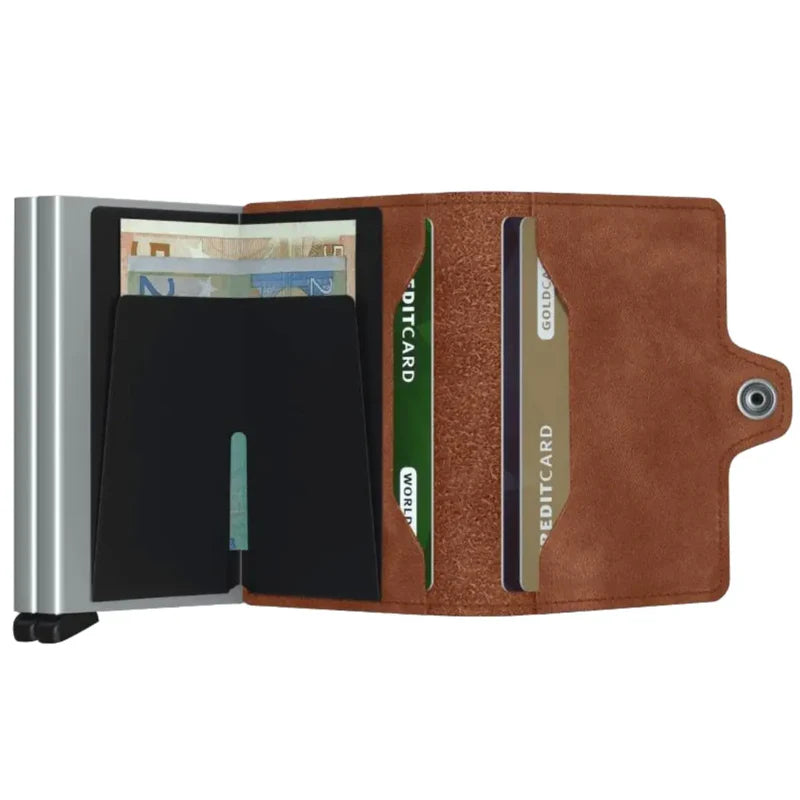 SECRID Twinwallet Vintage Cognac-Silver RFID Wallet SC8039
