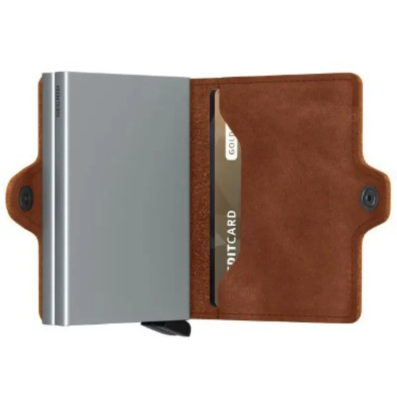 SECRID Twinwallet Vintage Cognac-Silver RFID Wallet SC8039