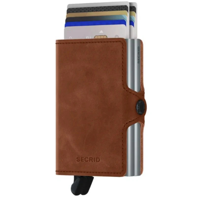 SECRID Twinwallet Vintage Cognac-Silver RFID Wallet SC8039