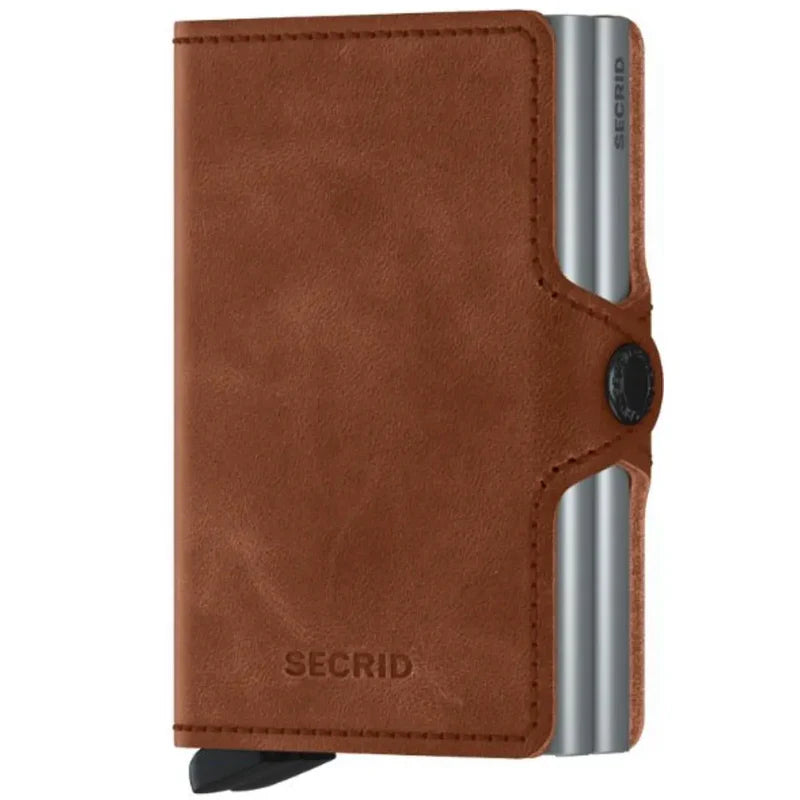 SECRID Twinwallet Vintage Cognac-Silver RFID Wallet SC8039