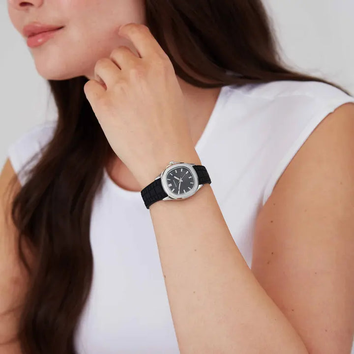 Sekonda Womens Octaire Silver Case Black Silicone Strap 30mm Watch