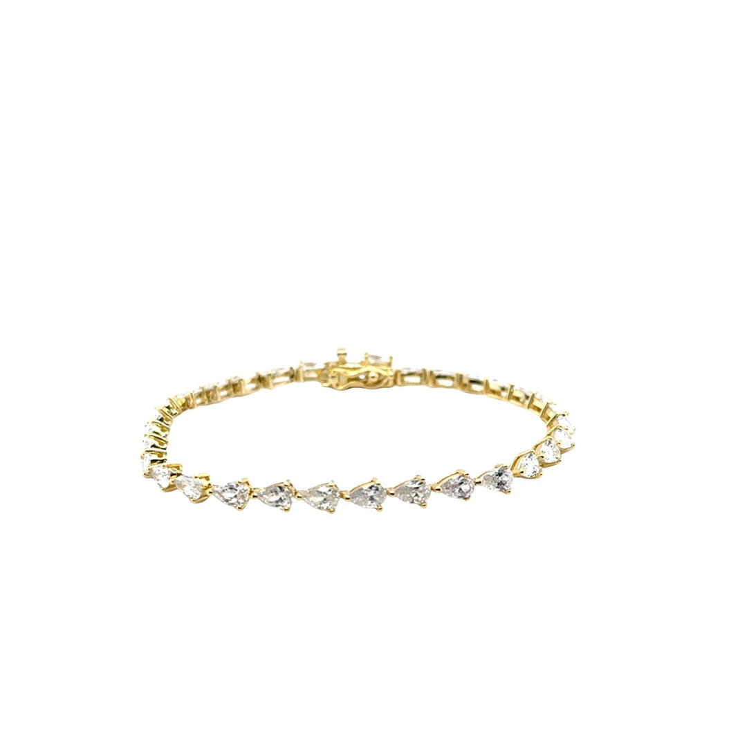 Gold Plated CZ Pear-Shaped Tennis Bracelet