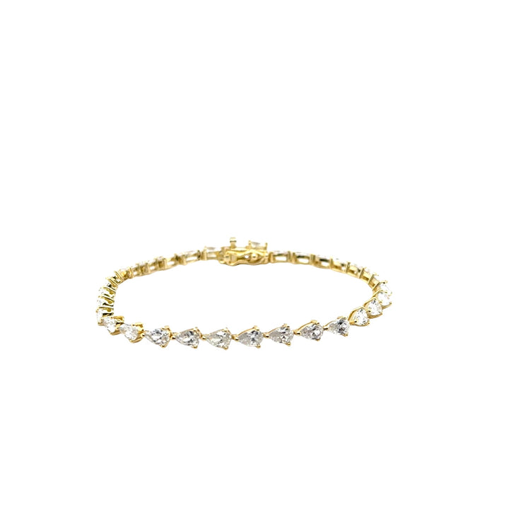 Gold Plated CZ Pear-Shaped Tennis Bracelet