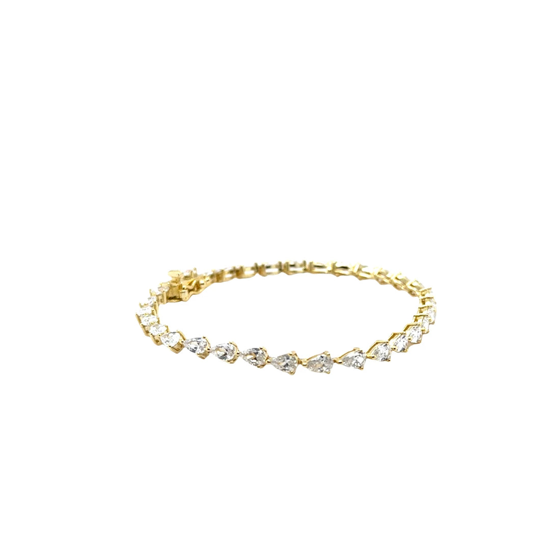 Gold Plated CZ Pear-Shaped Tennis Bracelet