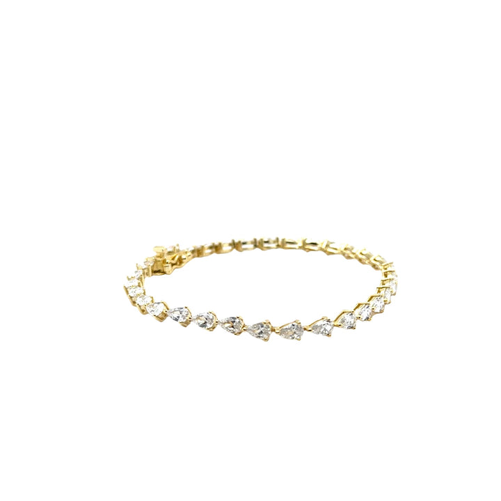 Gold Plated CZ Pear-Shaped Tennis Bracelet