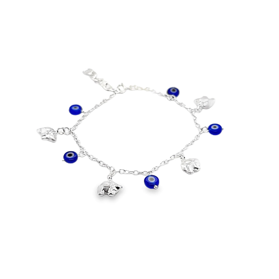 Sterling Silver Nazar Evil Eye Elephant Bracelet