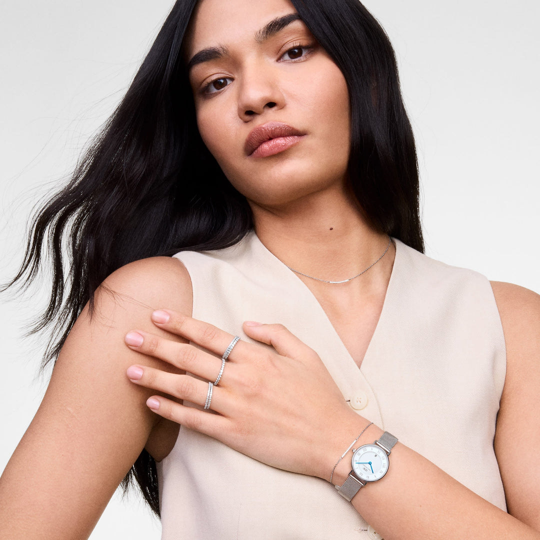 Daniel Wellington Petite Roman Numerals Date Silver