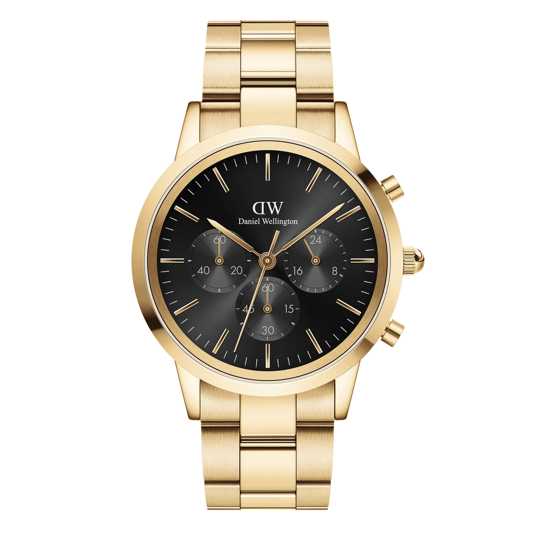 Daniel Wellington Iconic Chronograph 42 Link Gold &amp; White Sunray Watch