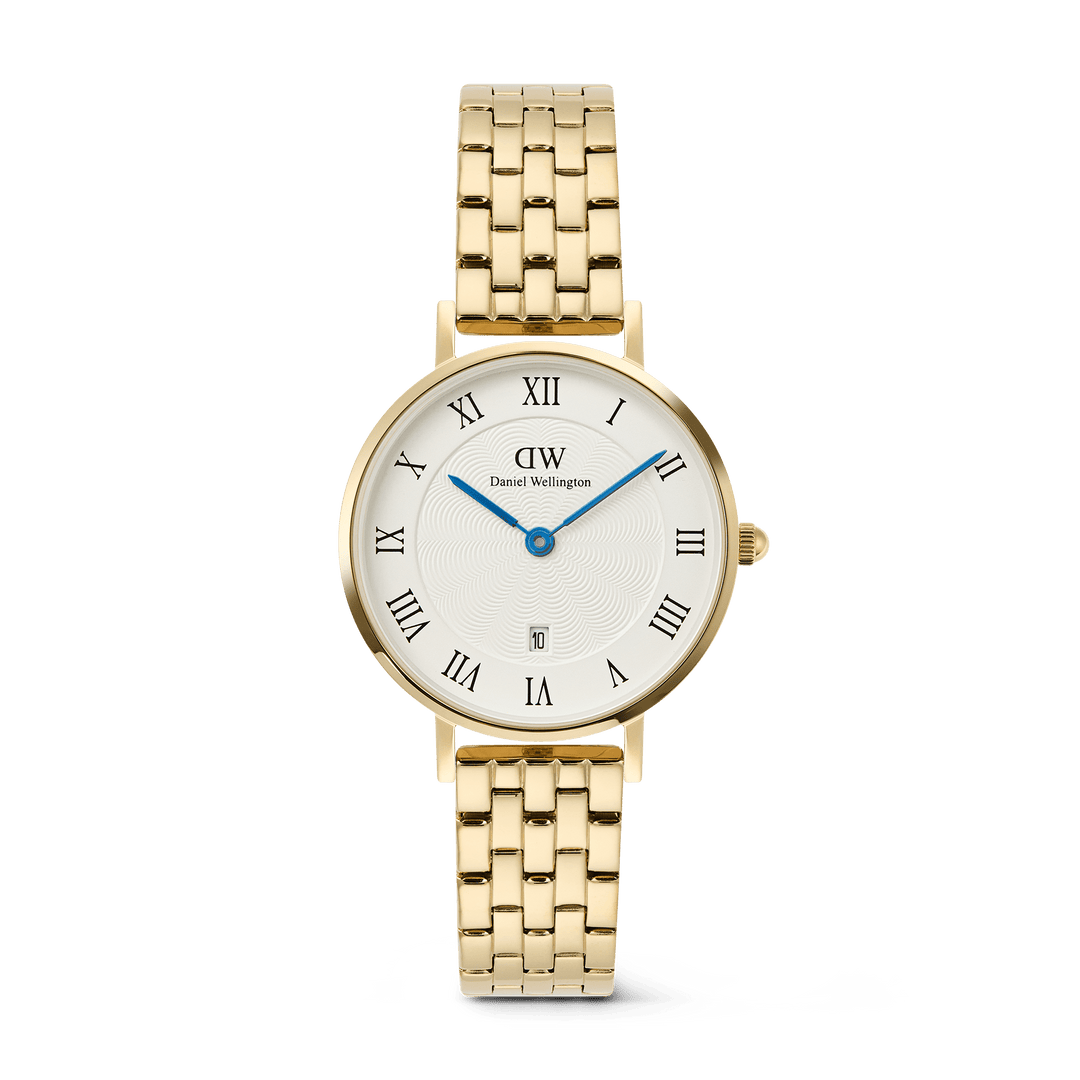 Daniel Wellington Petite Roman Numerals Date 5-link Gold