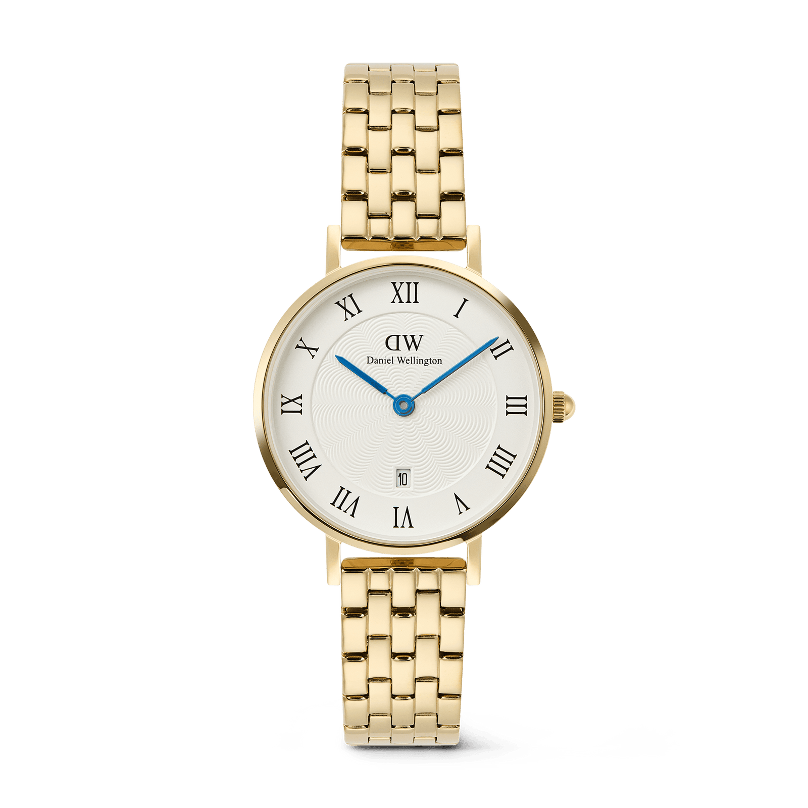 Daniel Wellington Petite Roman Numerals Date 5-link Gold - B & S Lyncris Jewellers