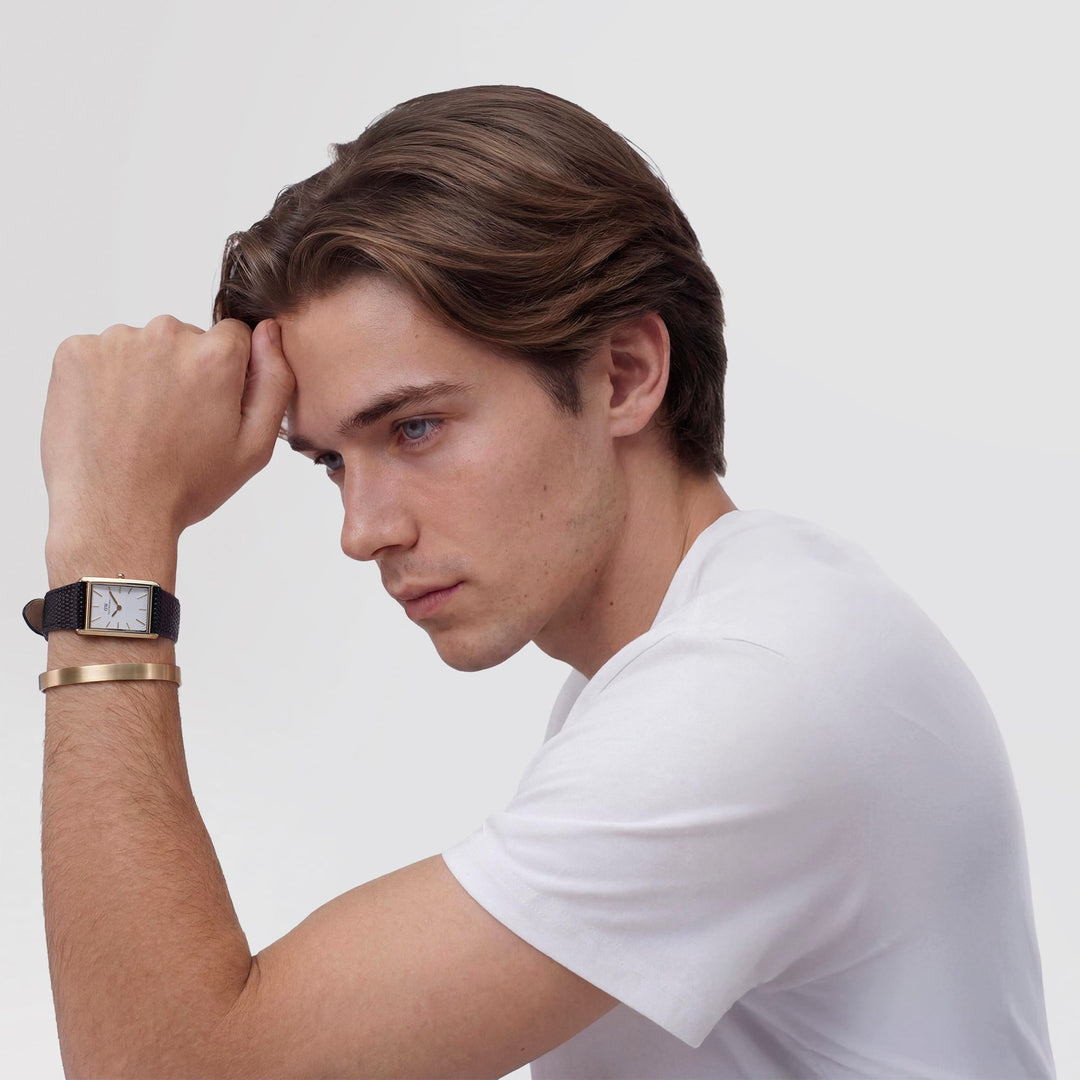 Daniel Wellington Bound Black Lizard Guilloché Gold - B &amp; S Lyncris Jewellers