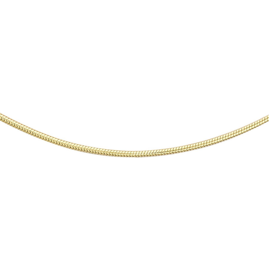 9K Yellow Gold Mini Round Snake Chain 60cm Front Image