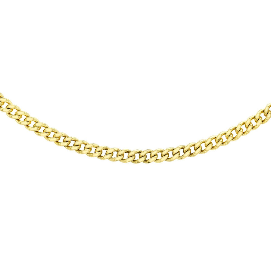 9K Yellow Gold 25 Diamond Cut Curb Chain 60cm Front Image