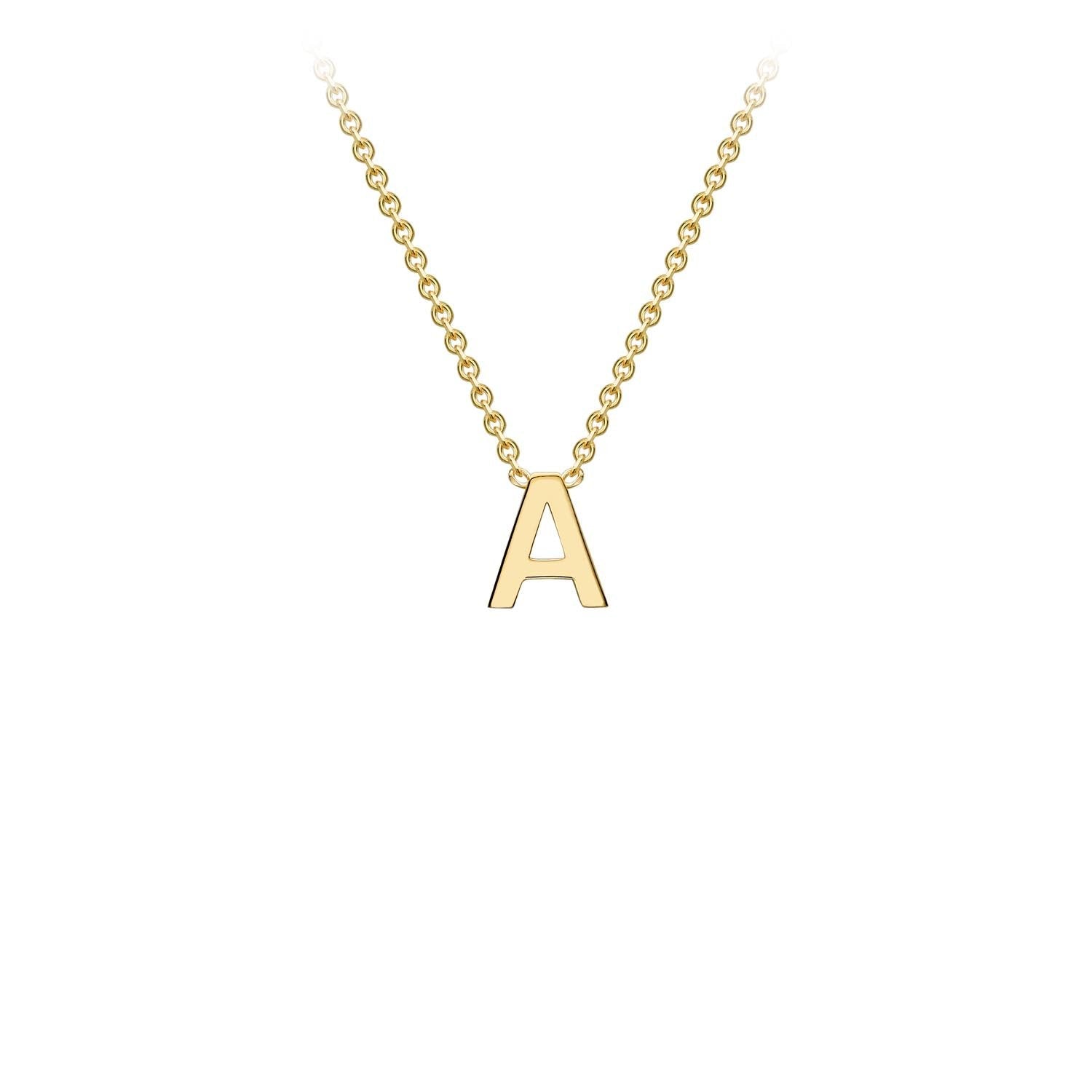 9K Yellow Gold 'A' Initial Adjustable Necklace 38cm/43cm  Australia