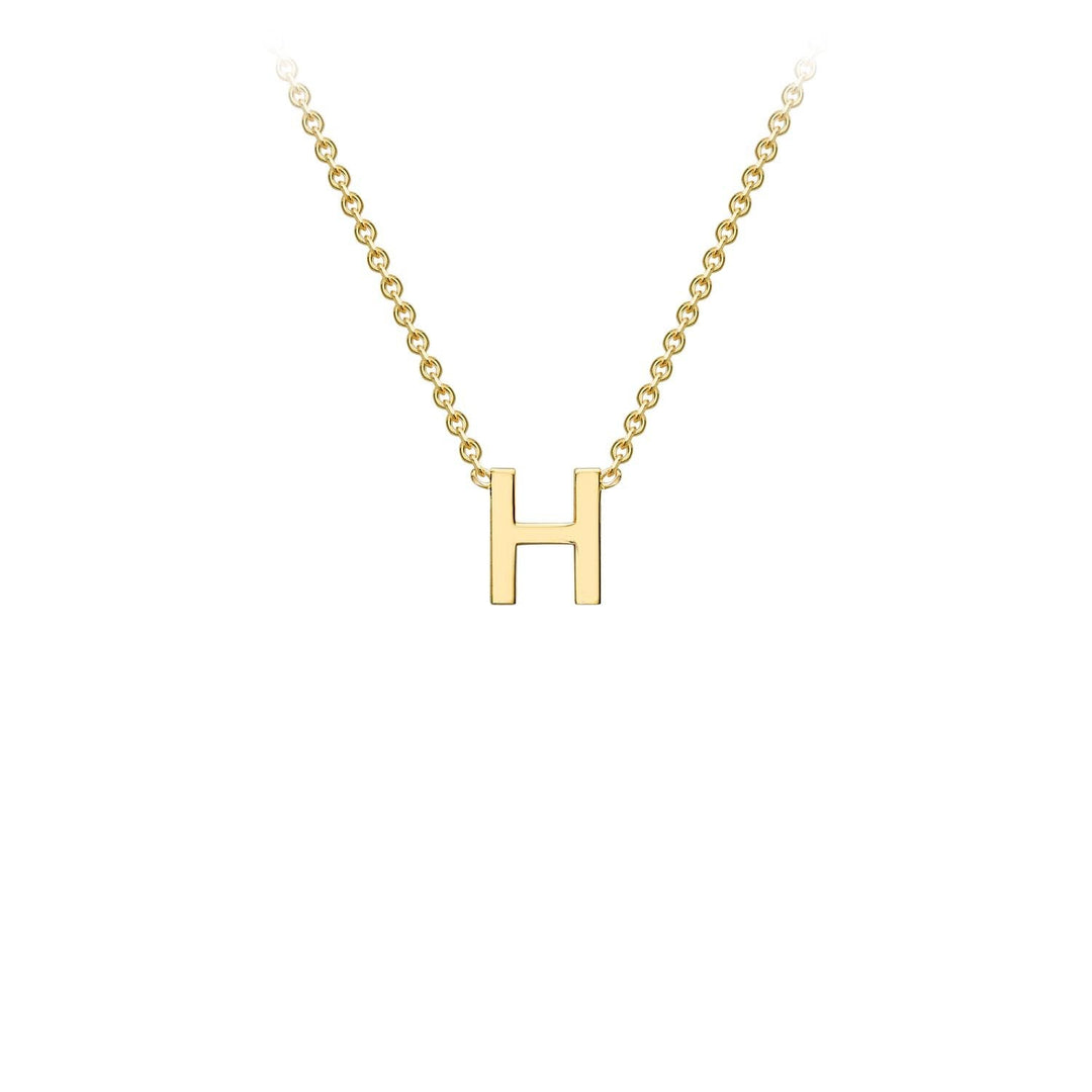 9K Yellow Gold 'H' Initial Adjustable Necklace 38cm/43cm | The Jewellery Boutique Australia