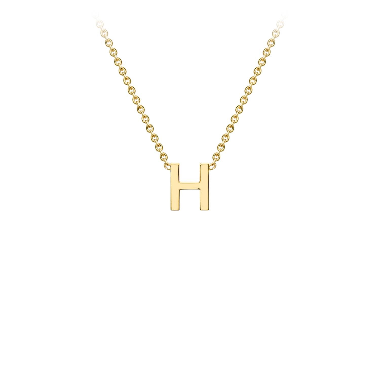9K Yellow Gold 'H' Initial Adjustable Necklace 38cm/43cm | The Jewellery Boutique Australia