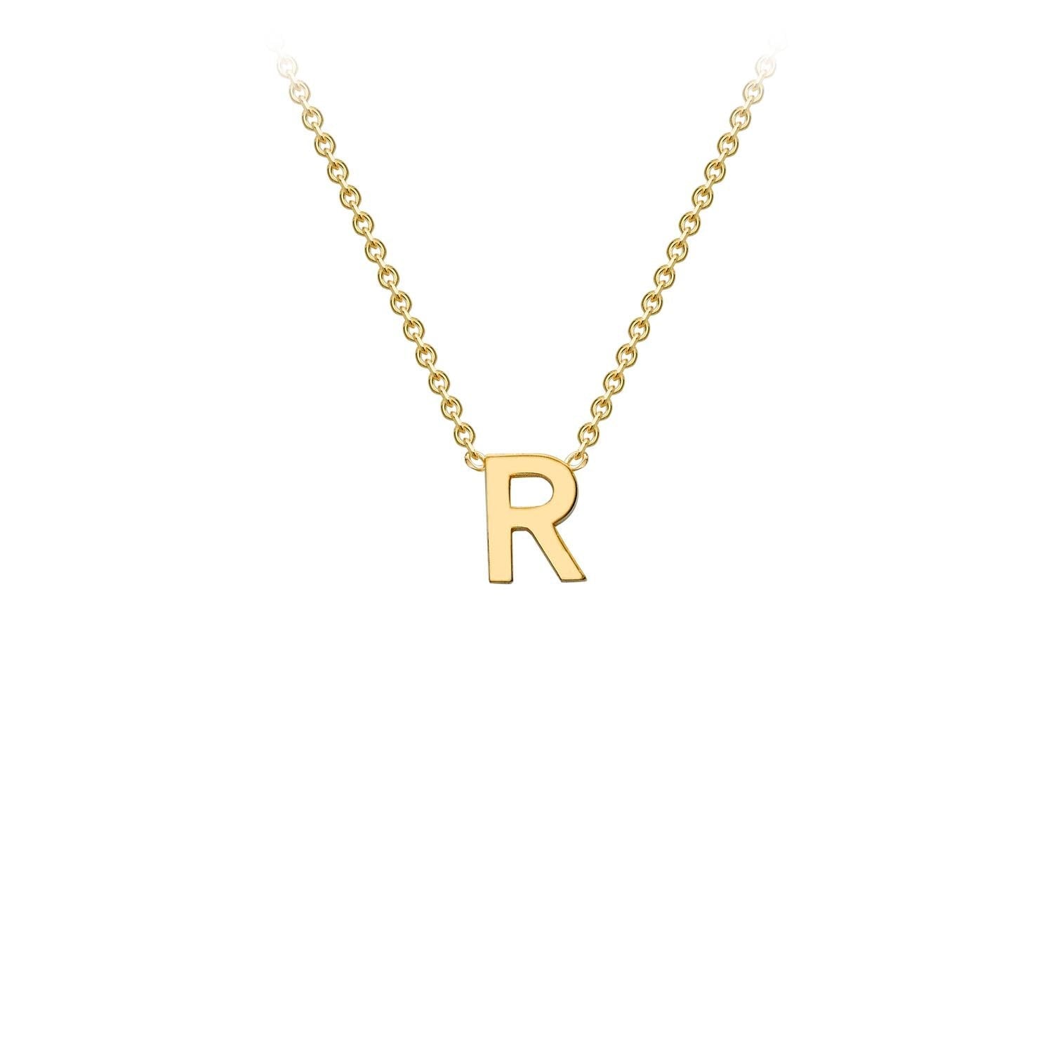 9K Yellow Gold 'R' Initial Adjustable Necklace 38cm/43cm | The Jewellery Boutique Australia