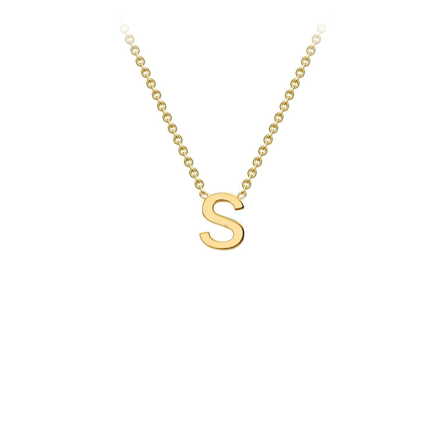 9K Yellow Gold 'S' Initial Adjustable Necklace 38cm/43cm | The Jewellery Boutique Australia