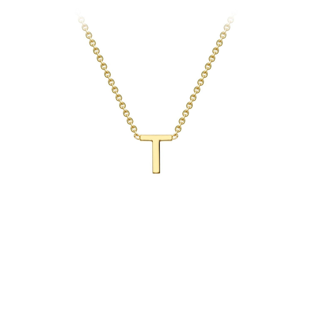 9K Yellow Gold 'T' Initial Adjustable Necklace 38cm/43cm | The Jewellery Boutique Australia