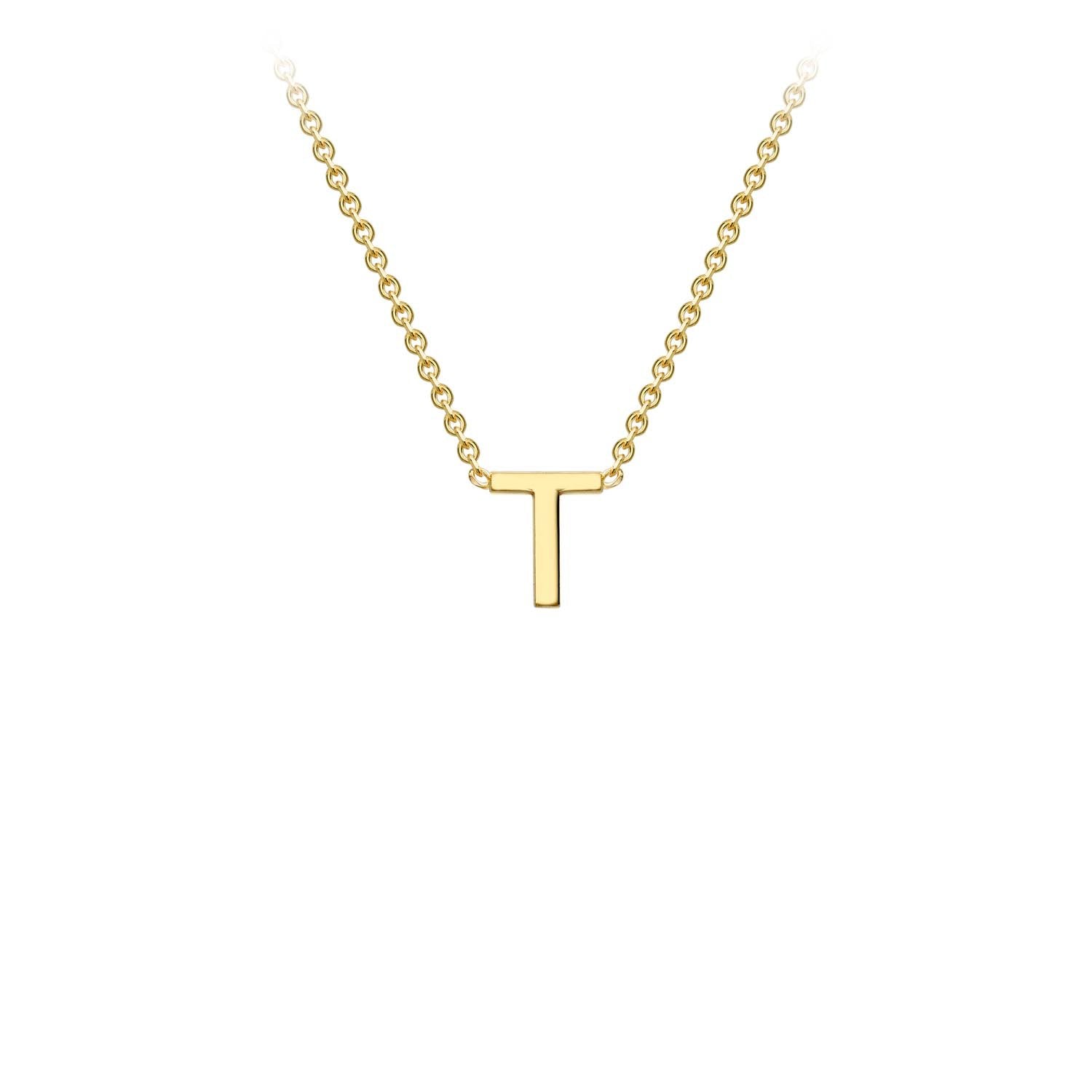 9K Yellow Gold 'T' Initial Adjustable Necklace 38cm/43cm | The Jewellery Boutique Australia
