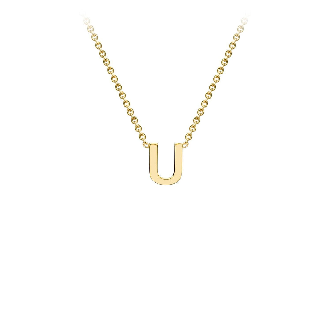 9K Yellow Gold 'U' Initial Adjustable Necklace 38cm/43cm | The Jewellery Boutique Australia