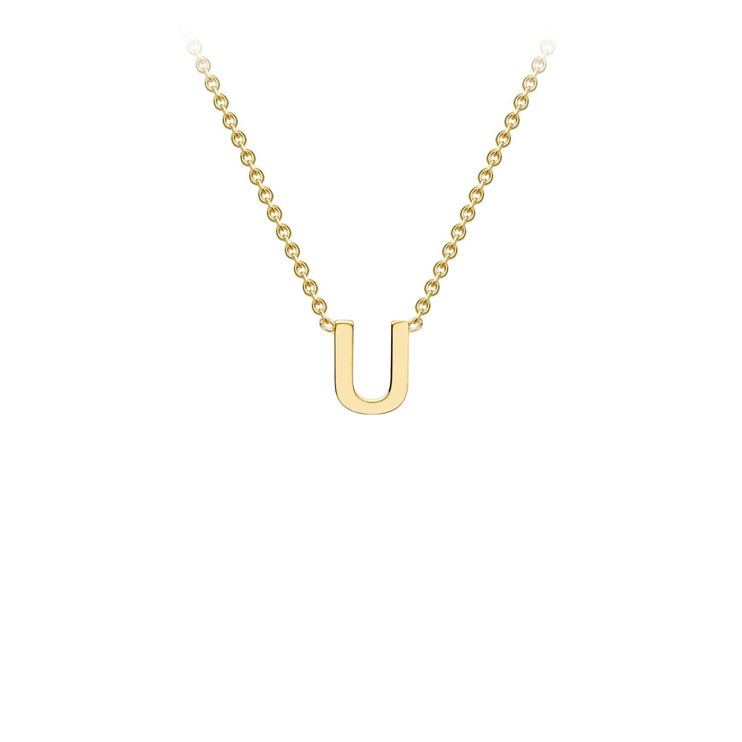 9K Yellow Gold 'U' Initial Adjustable Necklace 38cm/43cm | The Jewellery Boutique Australia