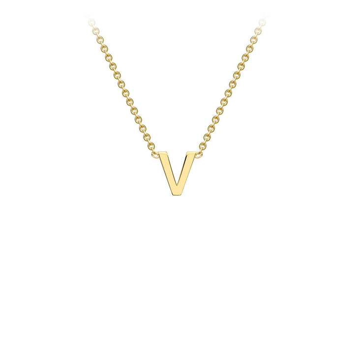 9K Yellow Gold 'V' Initial Adjustable Necklace 38cm/43cm | The Jewellery Boutique Australia