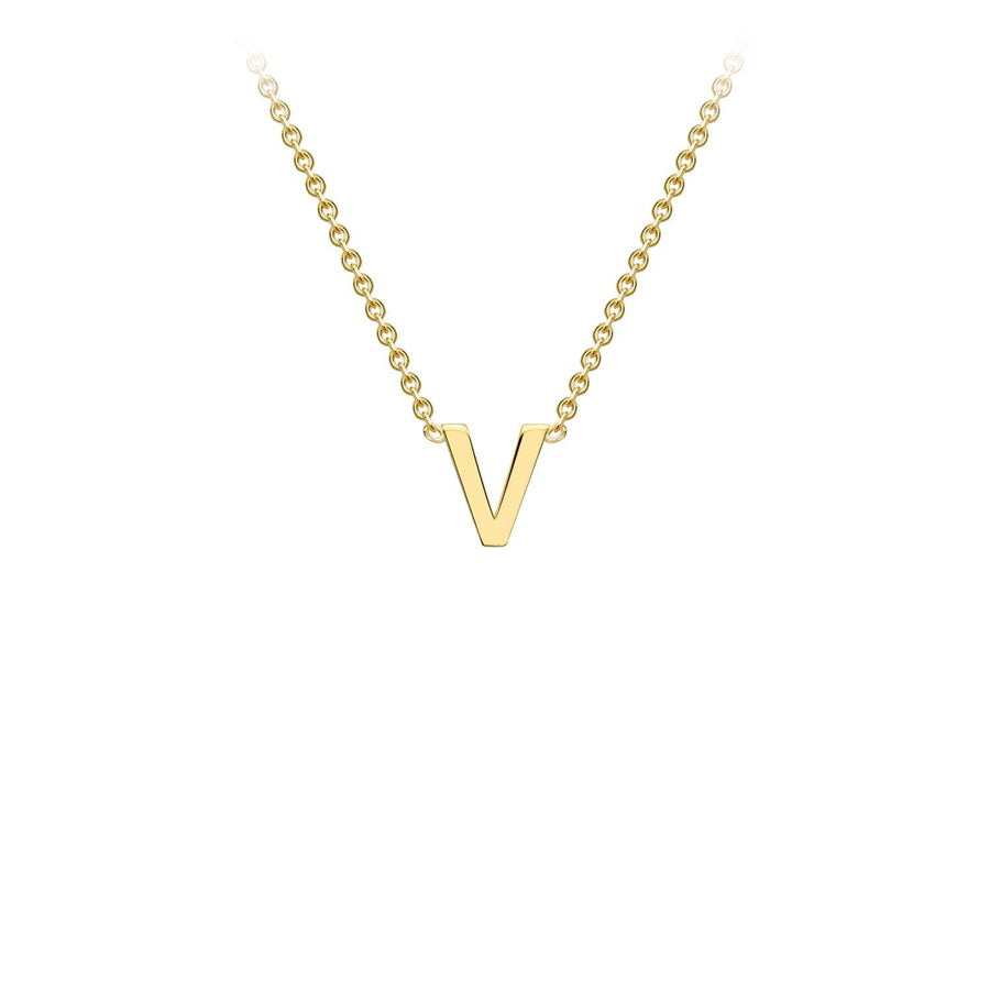 9K Yellow Gold 'V' Initial Adjustable Necklace 38cm/43cm | The Jewellery Boutique Australia