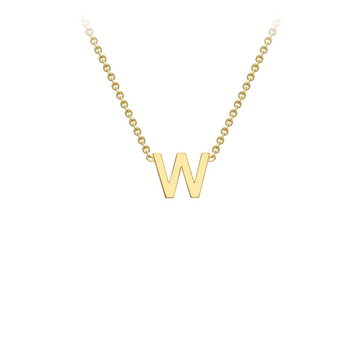 9K Yellow Gold 'W' Initial Adjustable Necklace 38cm/43cm | The Jewellery Boutique Australia