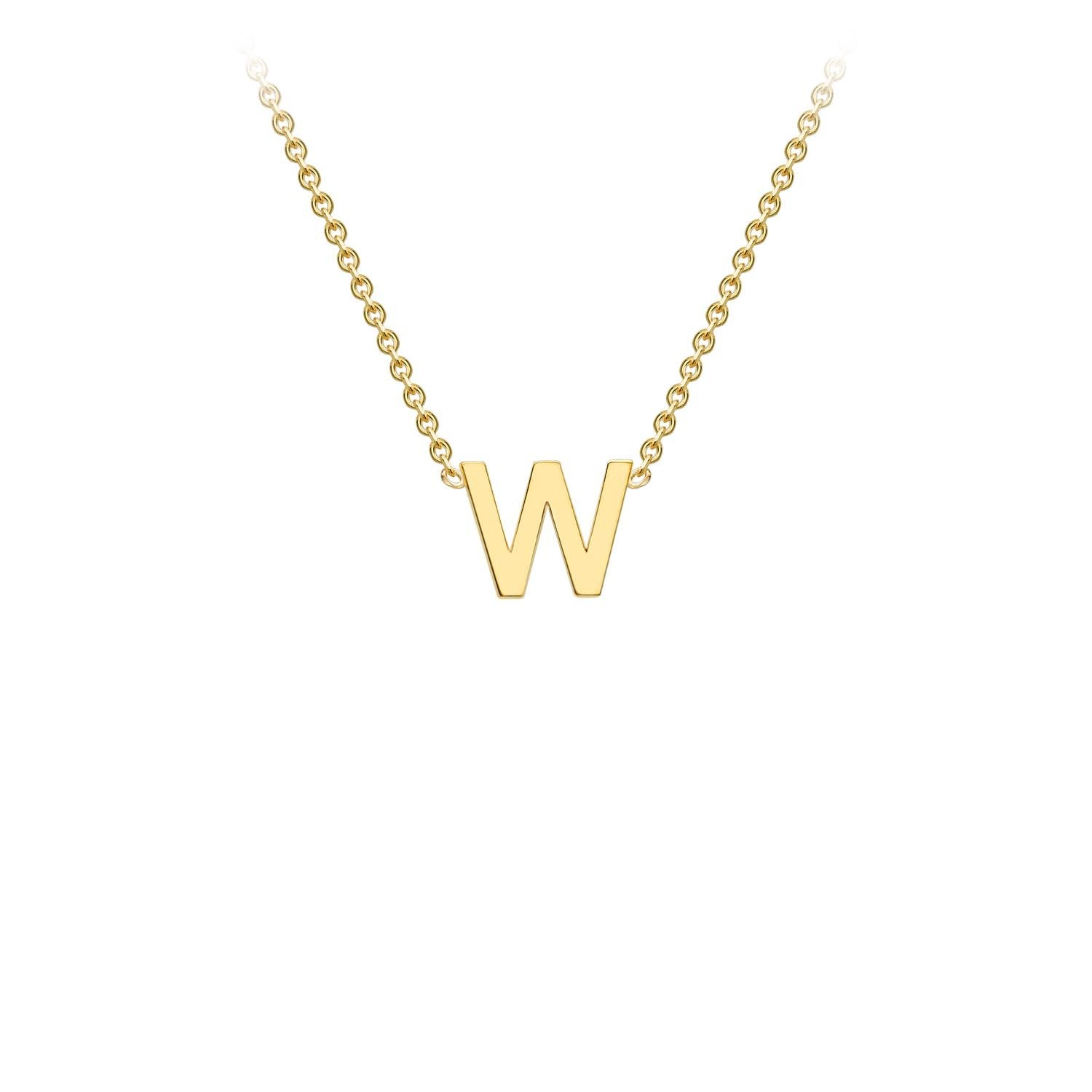 9K Yellow Gold 'W' Initial Adjustable Necklace 38cm/43cm | The Jewellery Boutique Australia