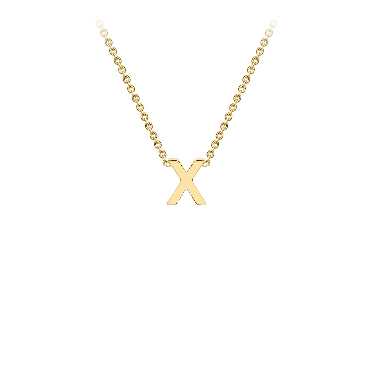 9K Yellow Gold 'X' Initial Adjustable Necklace 38cm/43cm | The Jewellery Boutique Australia