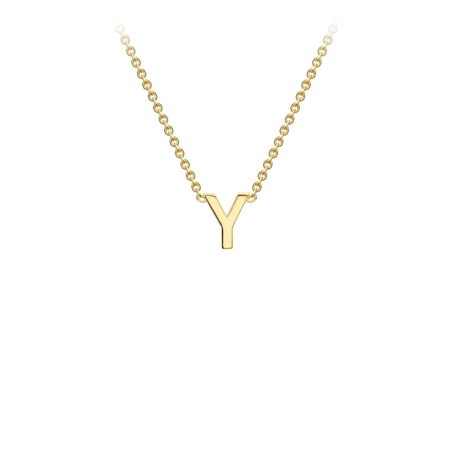 9K Yellow Gold 'Y' Initial Adjustable Necklace 38cm/43cm | The Jewellery Boutique Australia
