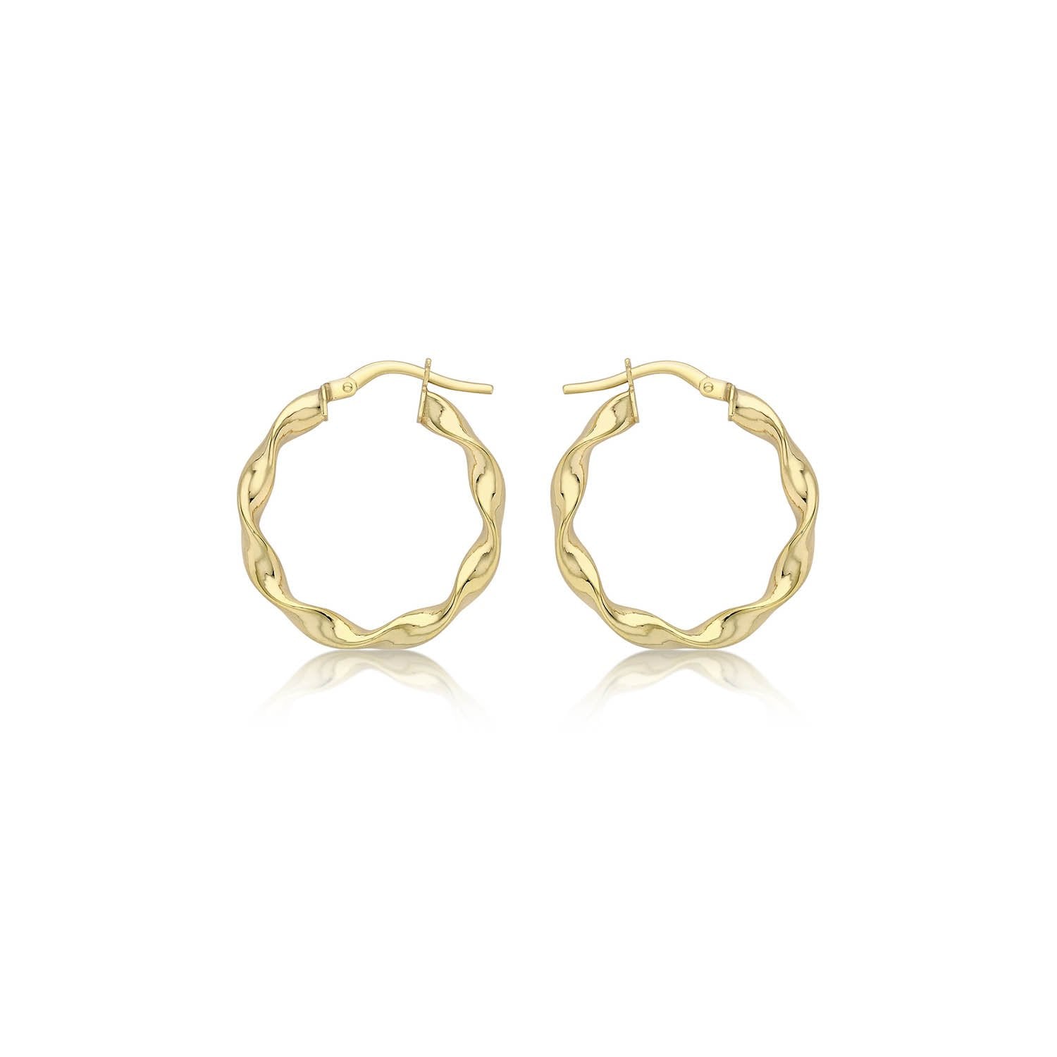 9K Yellow Gold 22.5mm Twist Hoop Creole Earrings