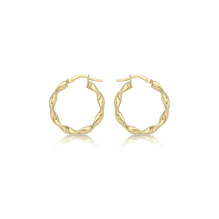 9K Yellow Gold 22.5mm Twist Hoop Creole Earrings