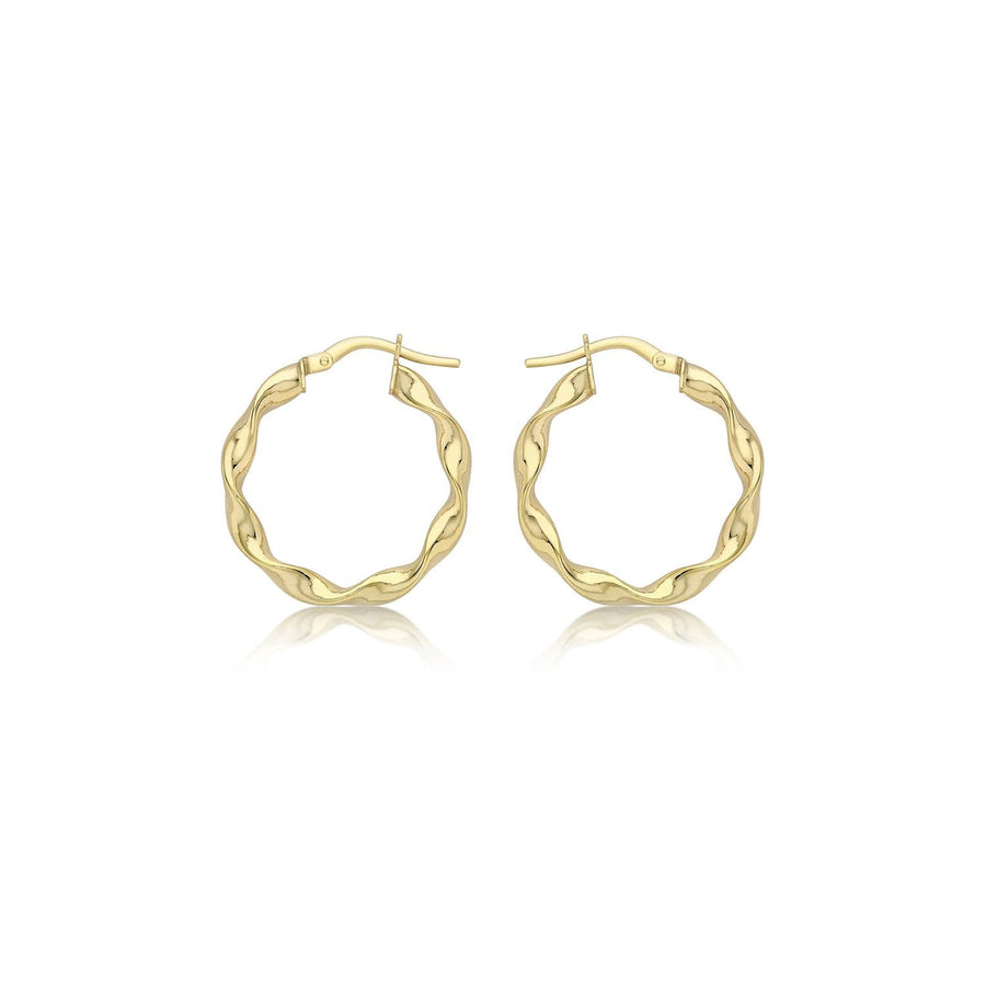 9K Yellow Gold 22.5mm Twist Hoop Creole Earrings