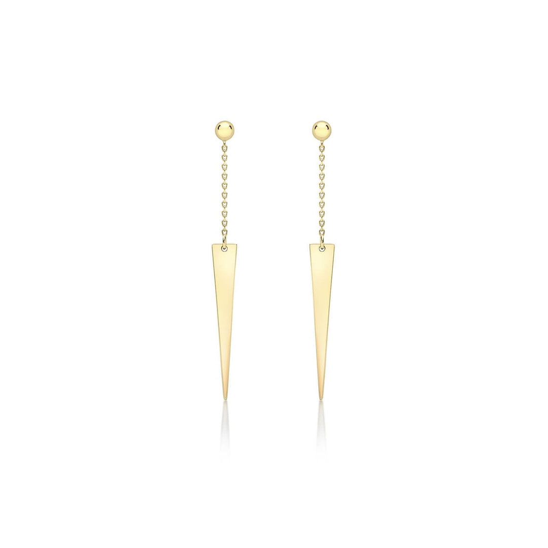 9K Yellow Gold 4mm x 41mm Triangle and Trace Chain Drop Earrings