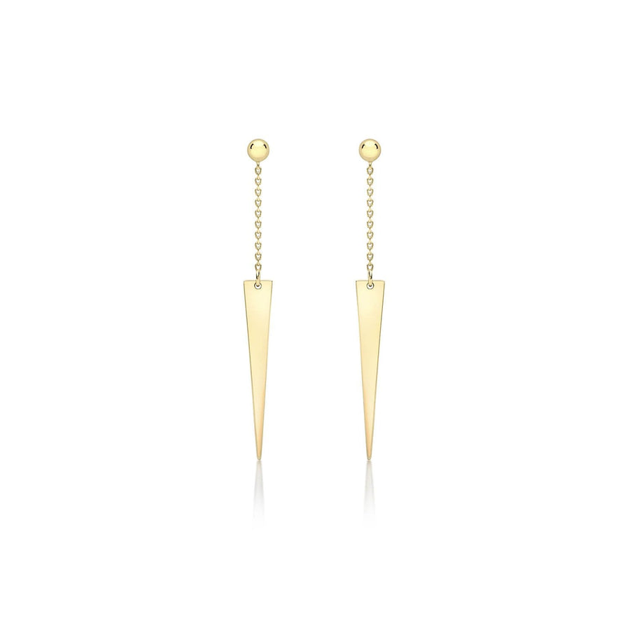 9K Yellow Gold 4mm x 41mm Triangle and Trace Chain Drop Earrings