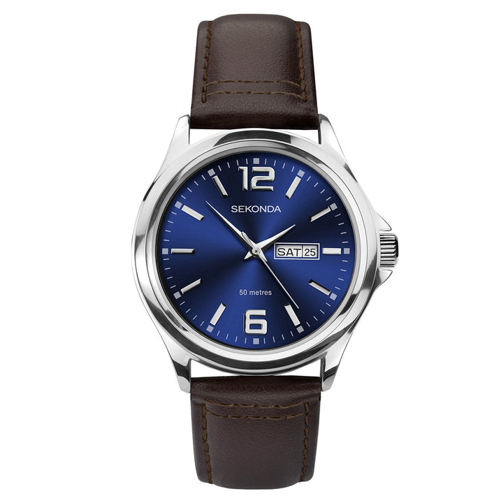Sekonda Menâ€™s Classic Brown Leather Strap Watch