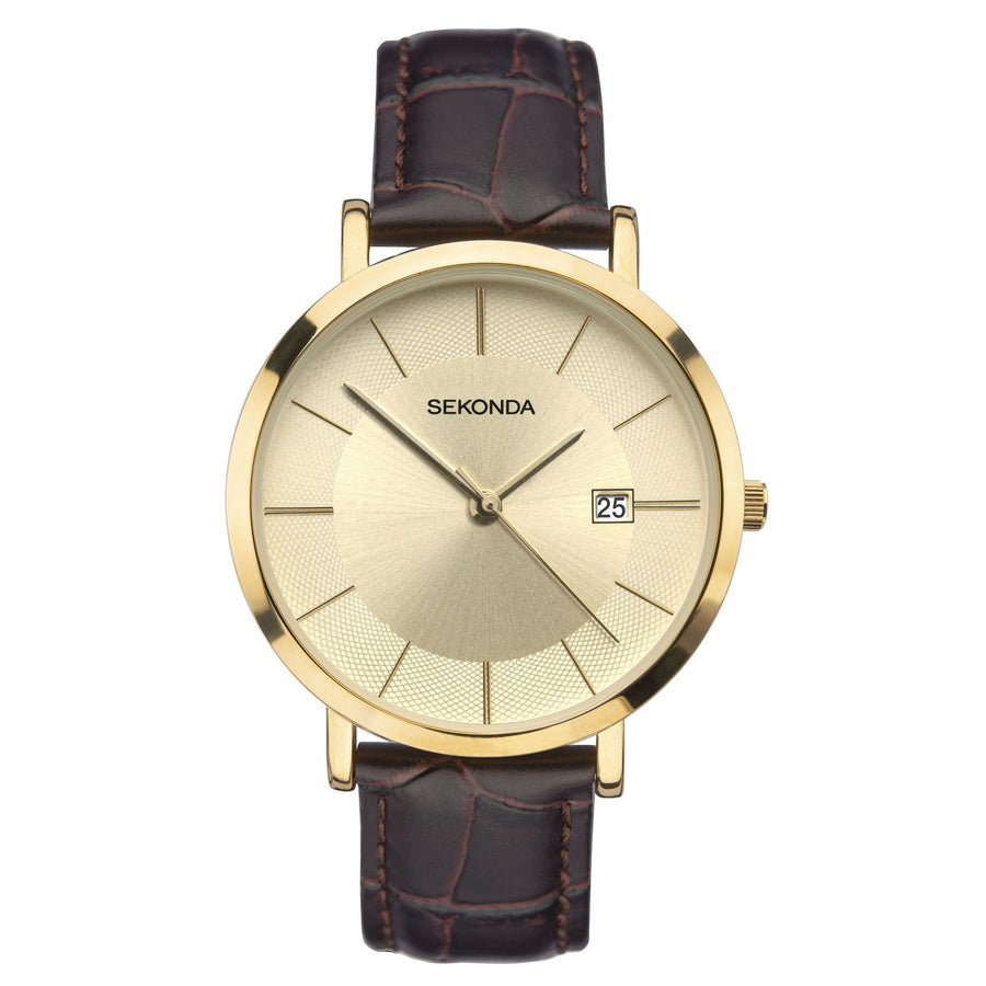 Sekonda Menâ€™s Classic Brown Strap Watch