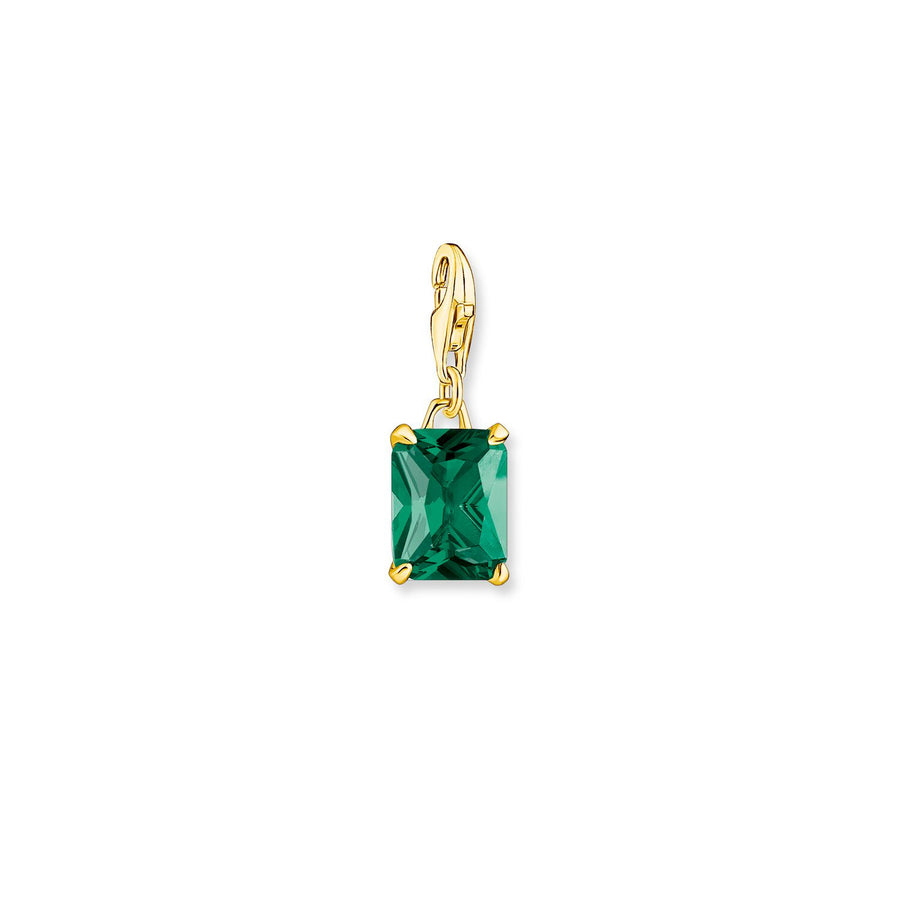 Thomas Sabo Charm Pendant Green Stone Gold | The Jewellery Boutique