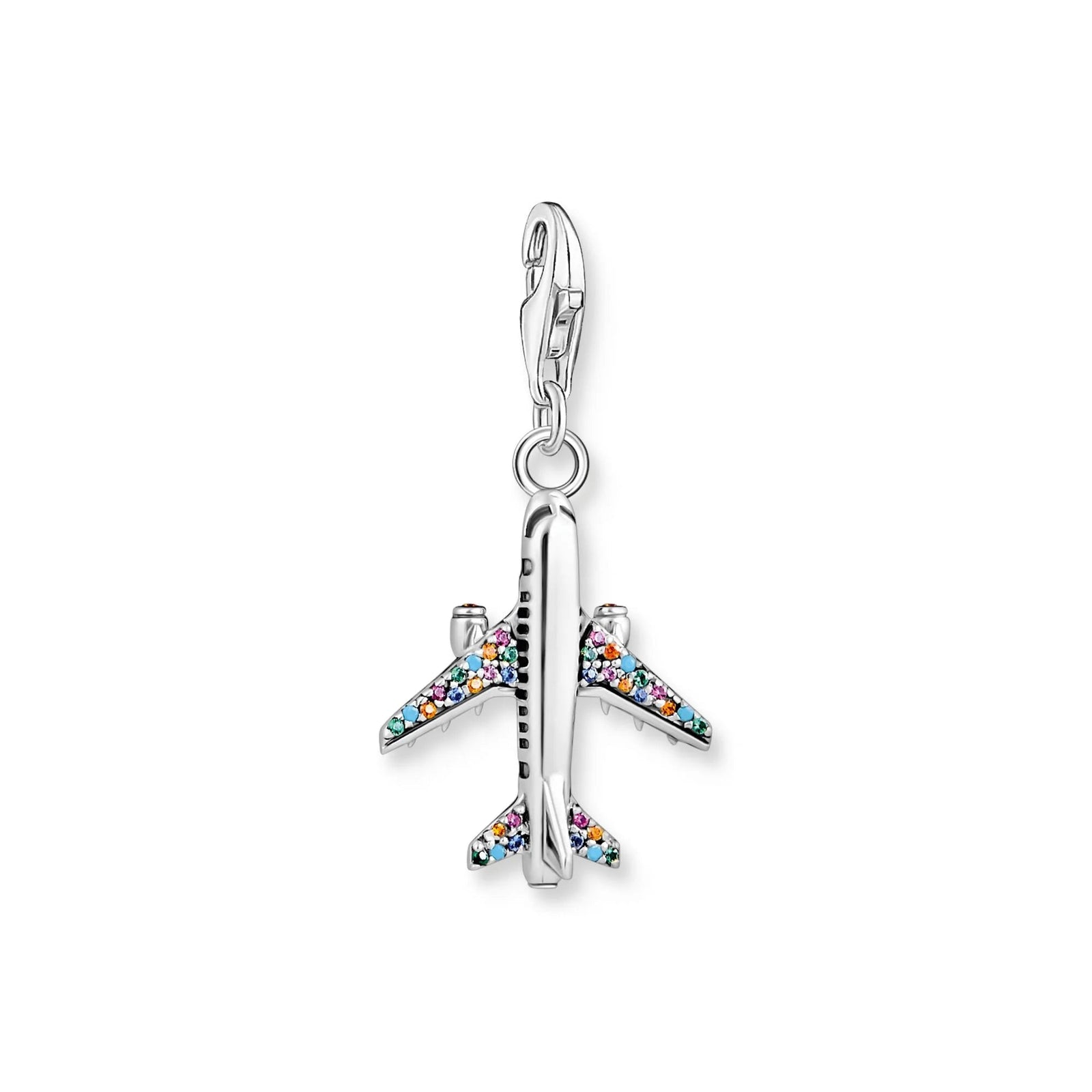 THOMAS SABO Charm Pendant Aeroplane Multicoloured Stones - B & S Lyncris Jewellers