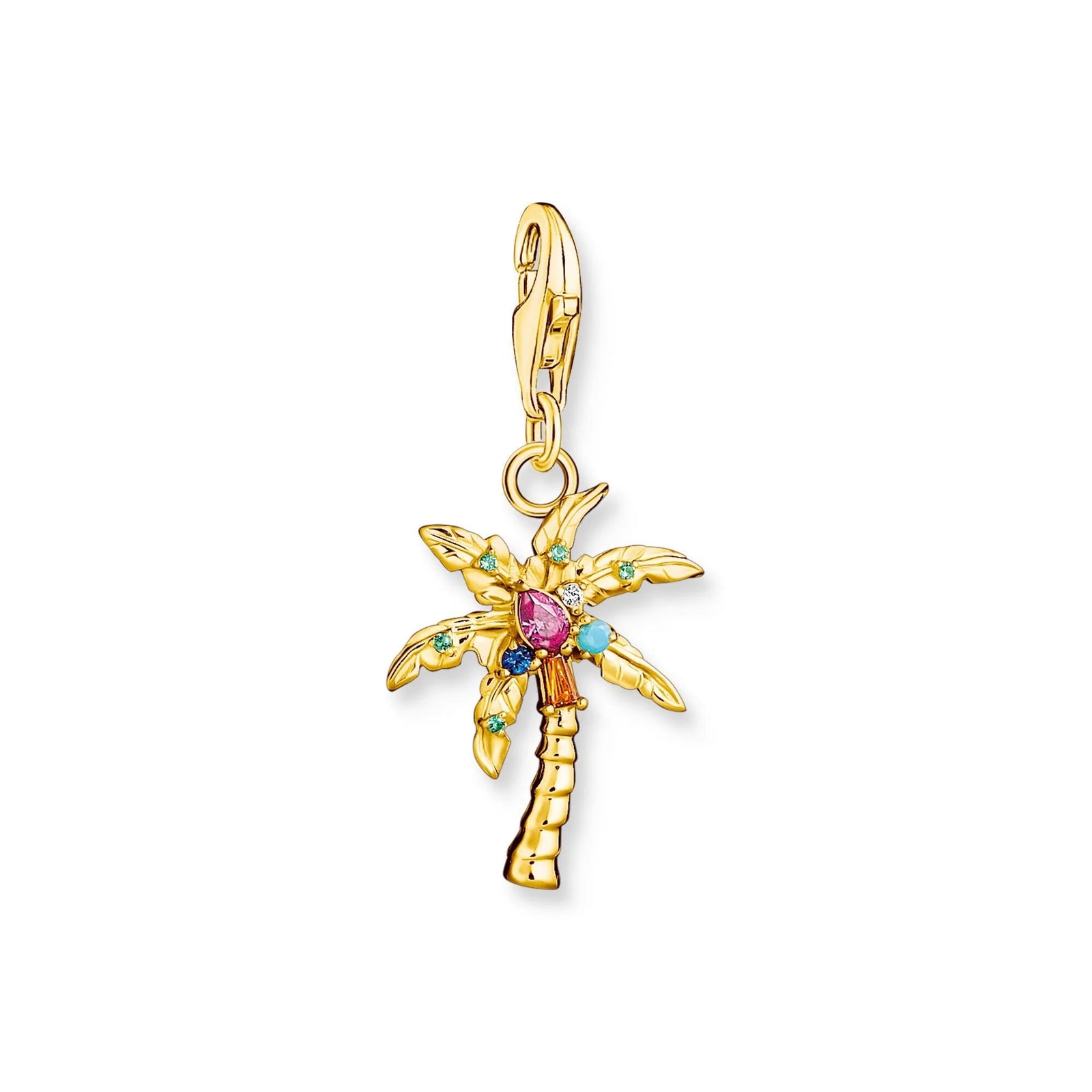 THOMAS SABO Charm Pendant Palm Tree Gold Multicoloured Stone - B & S Lyncris Jewellers